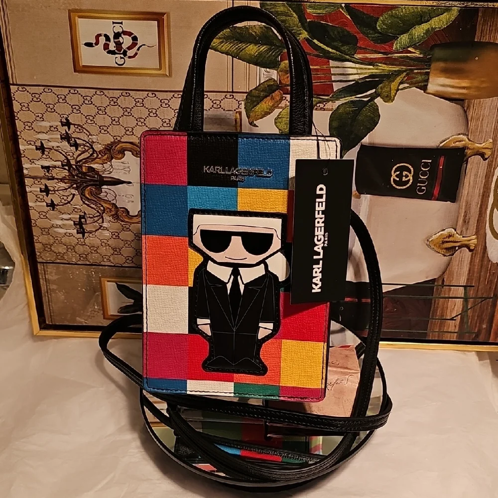 Karl Lagerfeld Multicolor Saffiano Leather Messenger/ Crossbody Bag (Nwt) - Picture 3 of 16